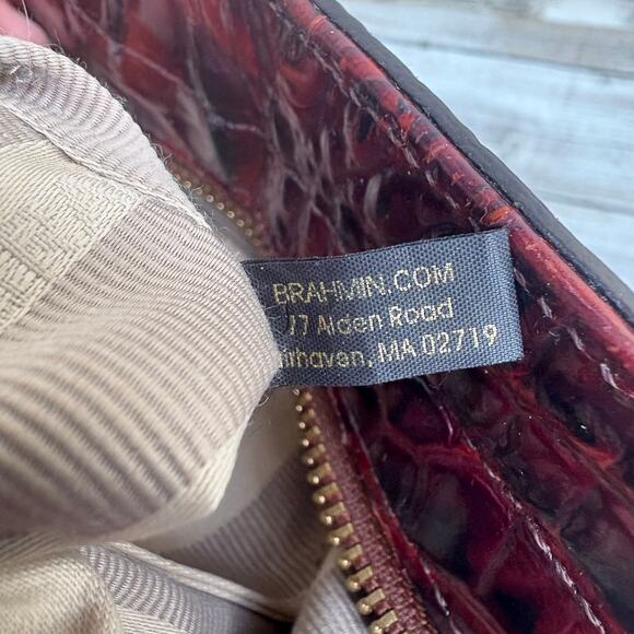 Brahmin Purse Melbourne Crossbody Pecan Cream Small Croc Embossed Leather Bag - Picture 15 of 16